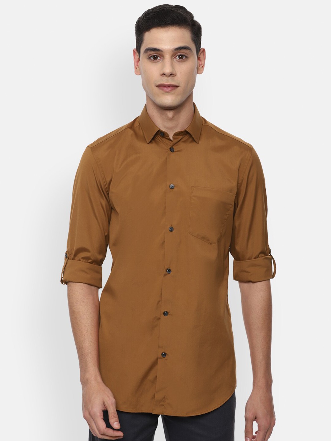 

Louis Philippe Sport Men Brown Solid Cotton Casual Shirt