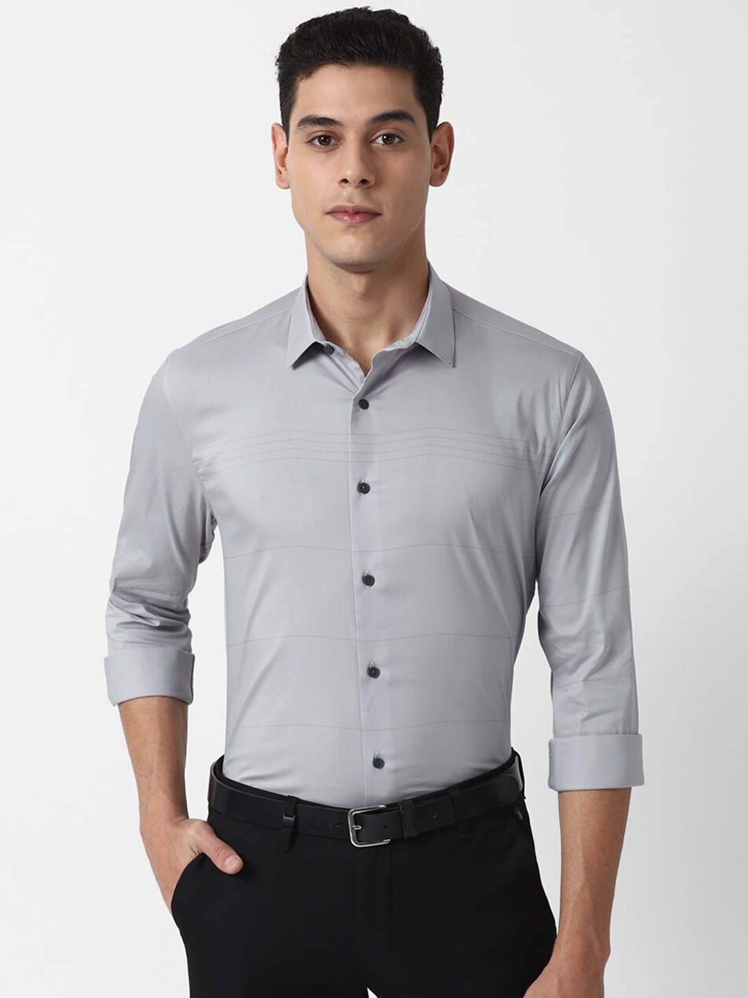 

Louis Philippe Sport Men Grey Striped Slim Fit Casual Shirt