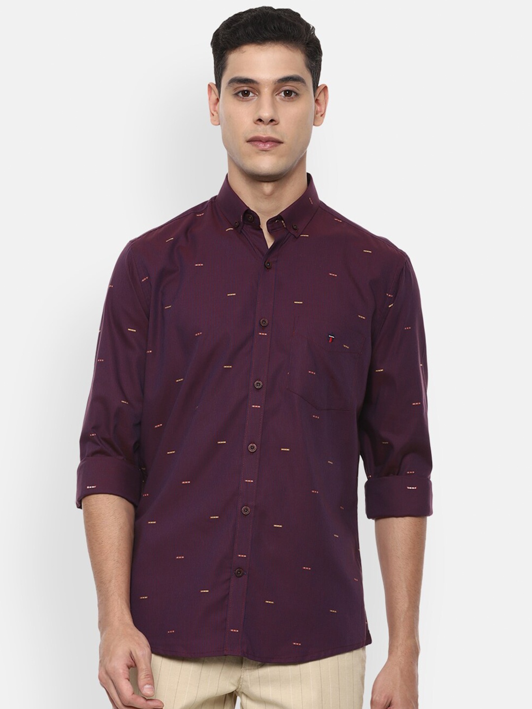 

Louis Philippe Sport Men Maroon Slim Fit Printed Cotton Casual Shirt