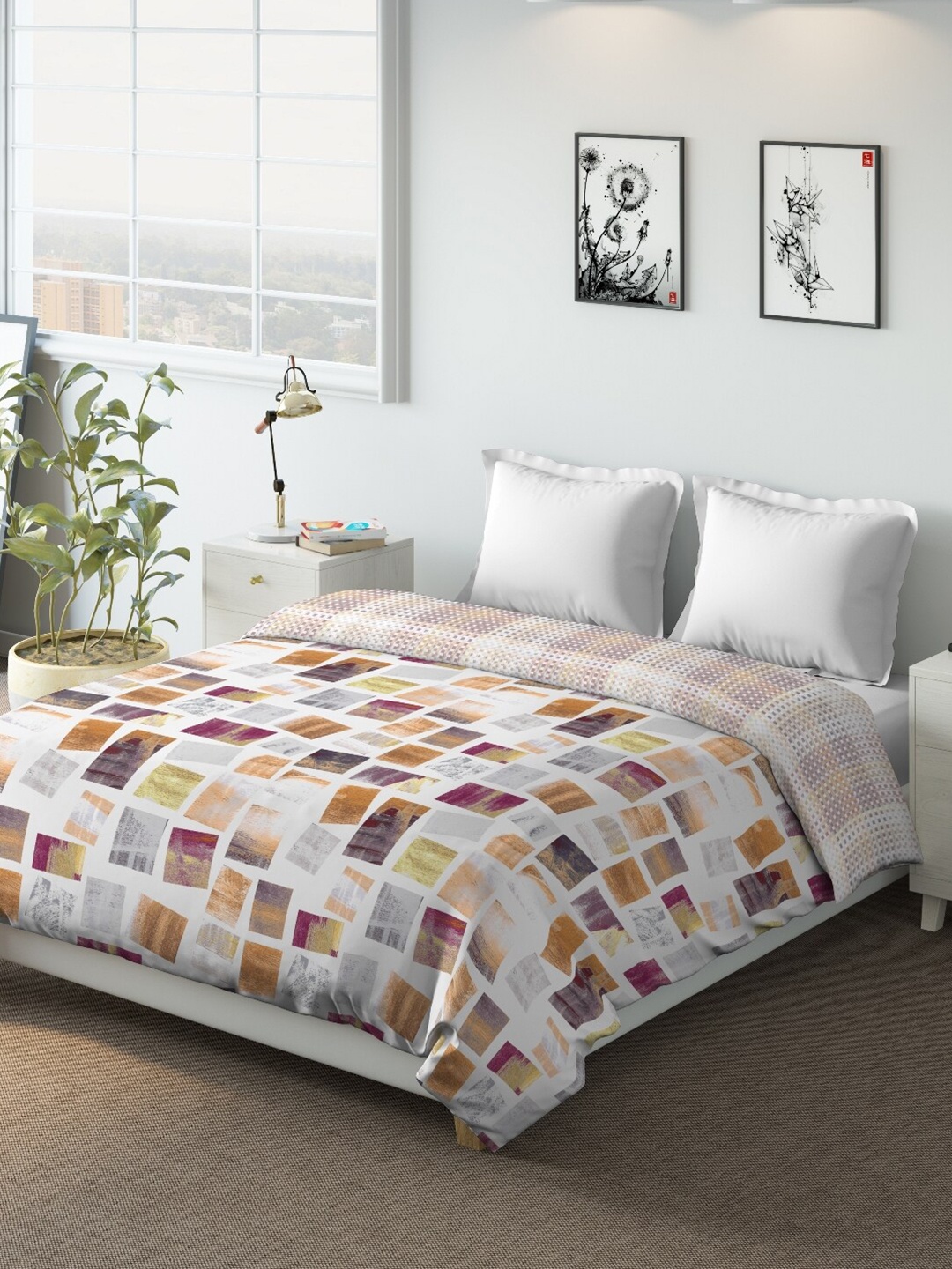 

DDecor Brown Geometric Printed 210 GSM Mild Winter Double Bed Comforter