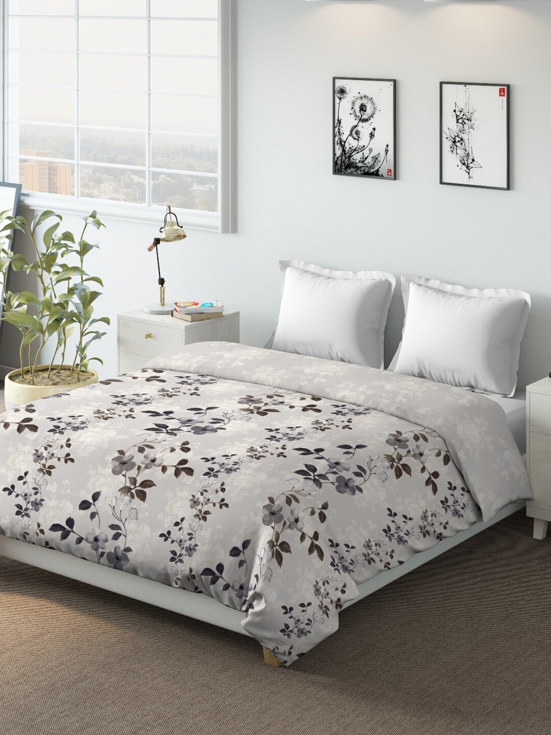 

DDecor Grey Floral Mild Winter 210 GSM Double Bed Comforter