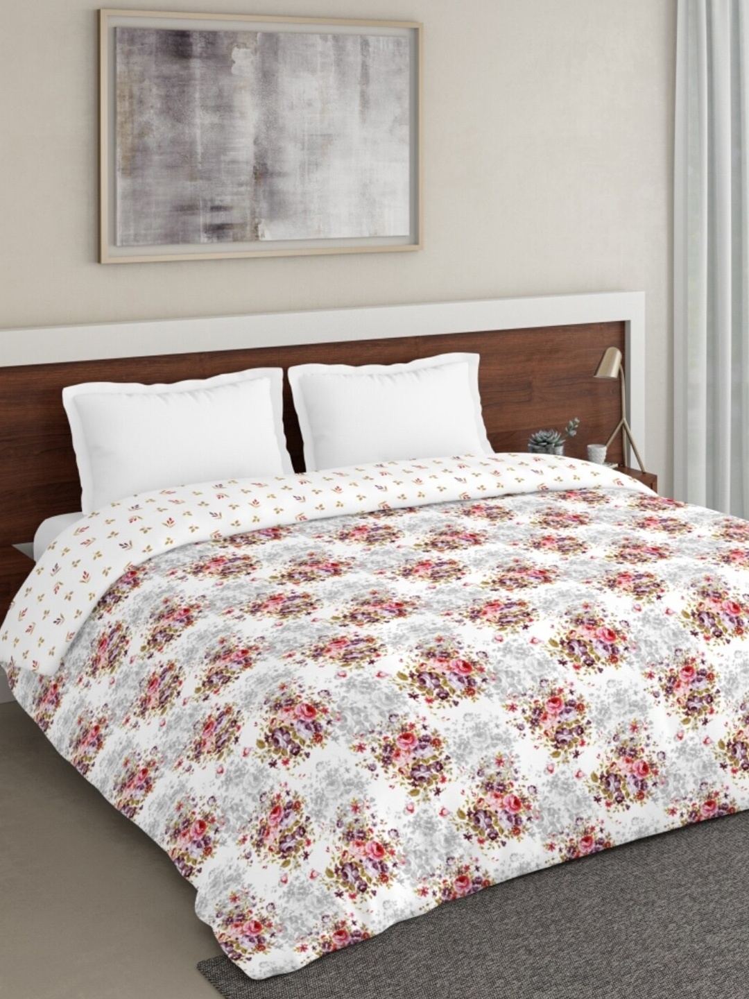

DDecor Red & Grey Floral Mild Winter 110 GSM Double Bed Dohar