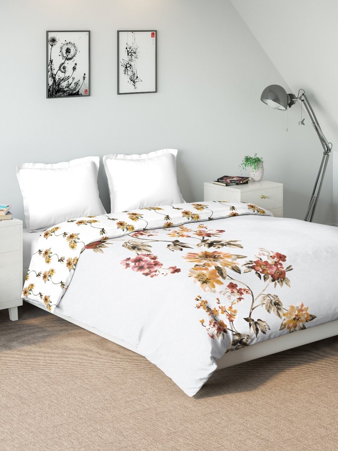 

DDecor White & Mustard Floral Mild Winter 210 GSM Double Bed Comforter
