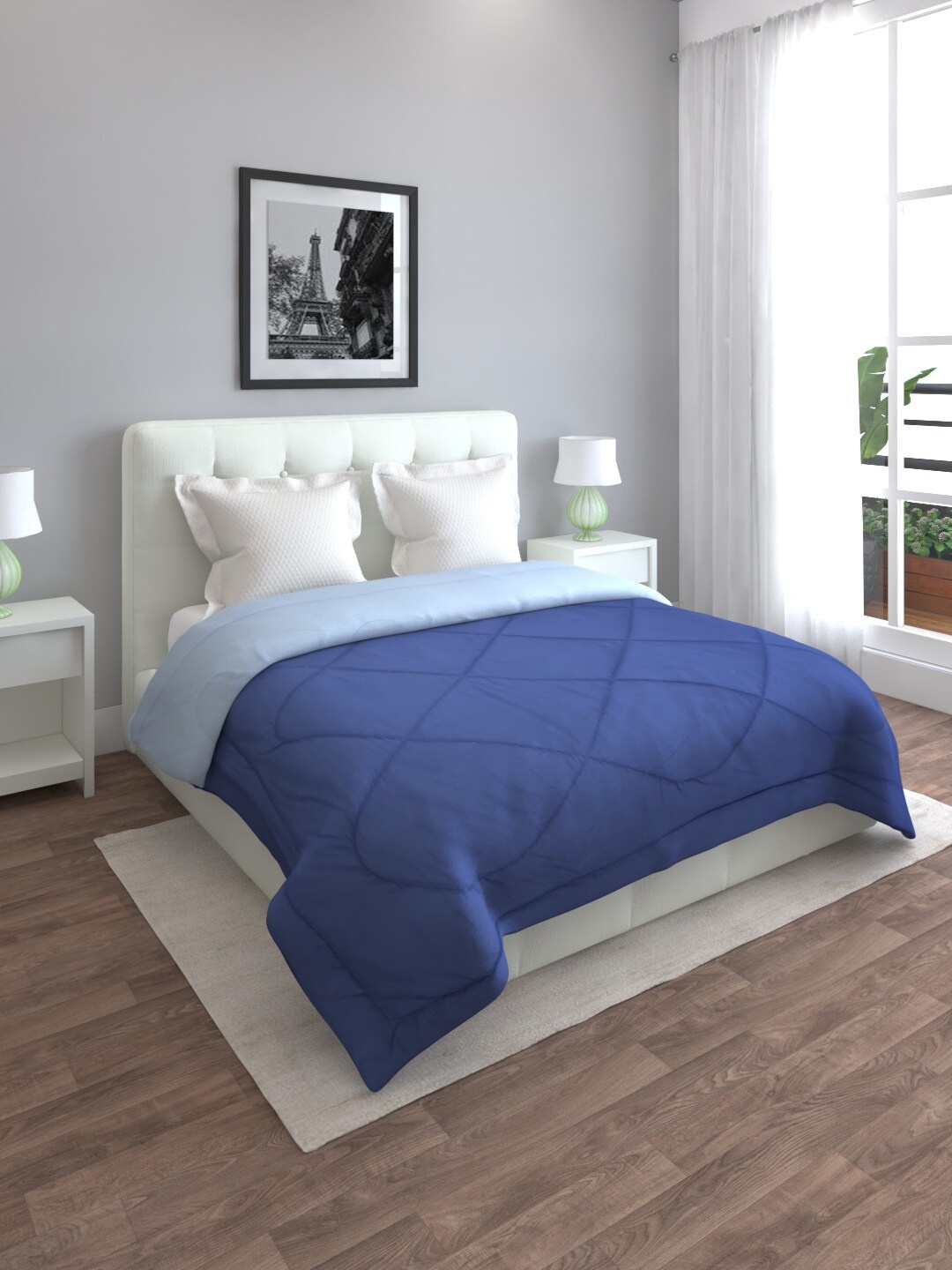 

ROMEE Blue AC Room 210 GSM Double Bed Comforter