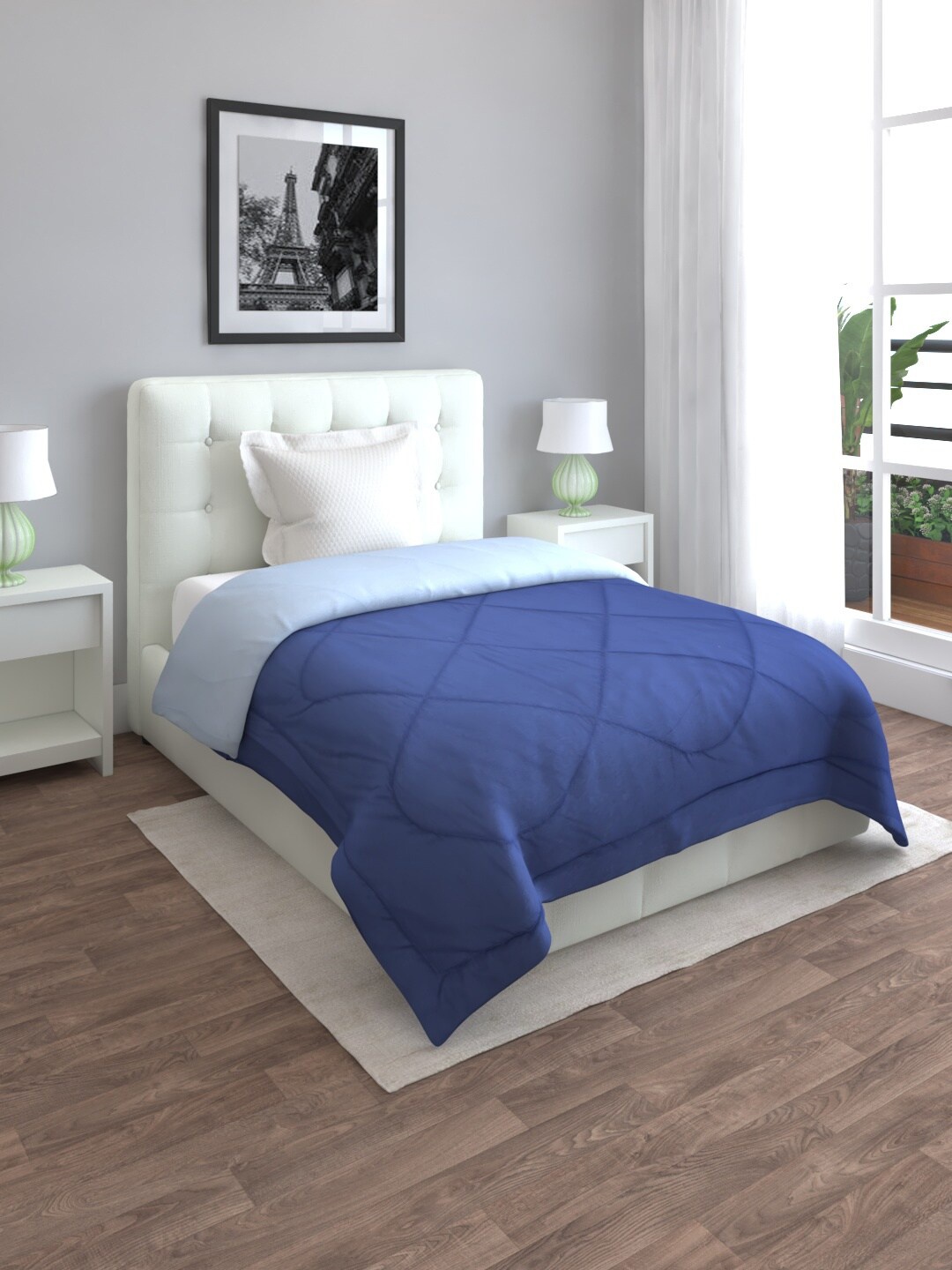 

ROMEE Blue AC Room 210 GSM Single Bed Comforter