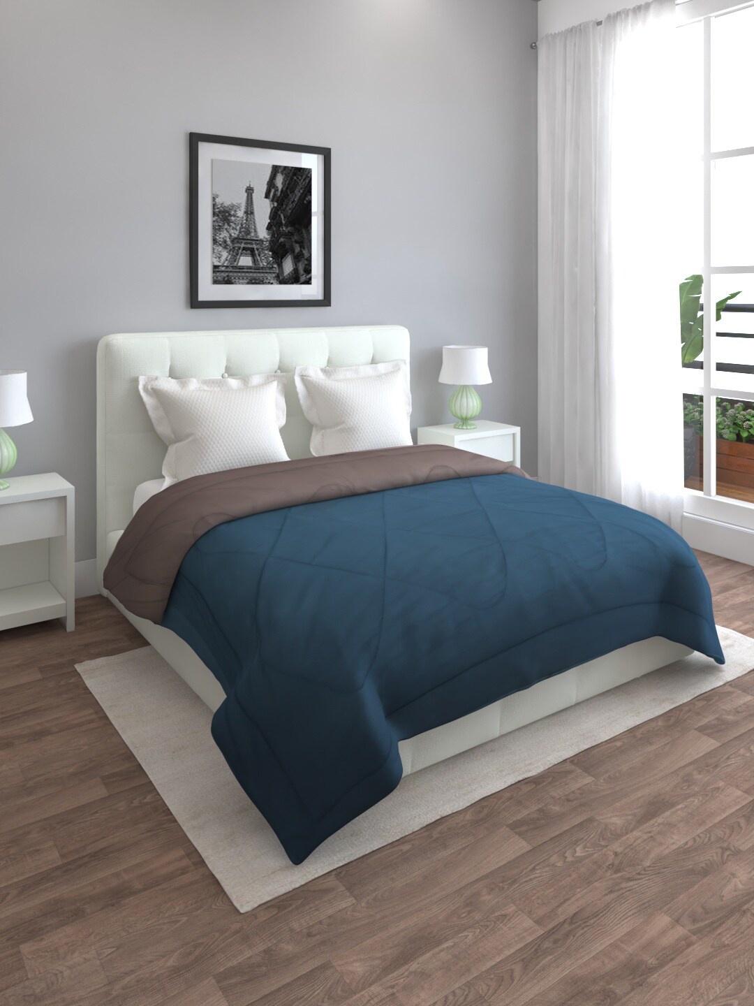 

ROMEE Teal & Brown AC Room 210 GSM Double Bed Comforter