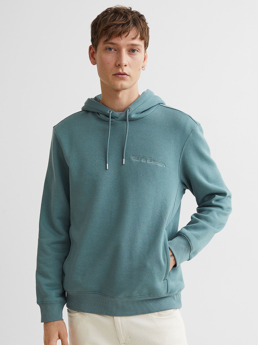 

H&M Men Turquoise Blue Regular Fit Hoodie