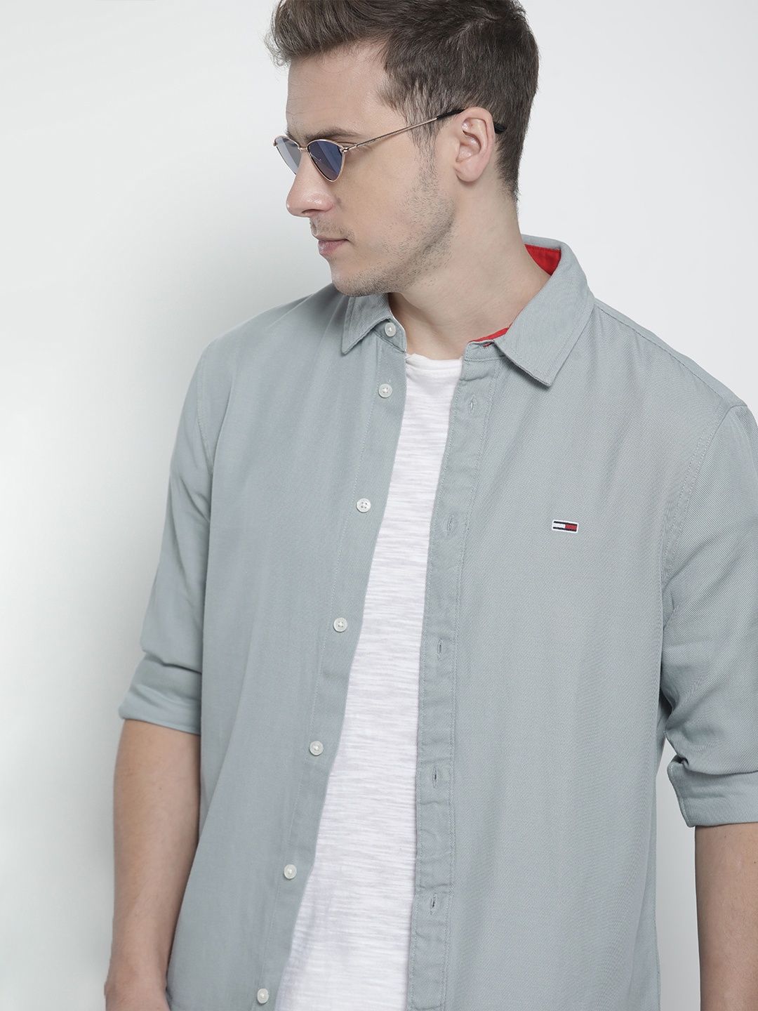 

Tommy Hilfiger Men Grey Casual Shirt
