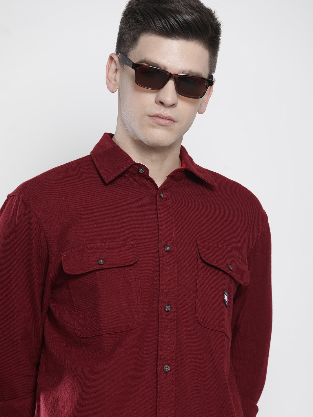 

Tommy Hilfiger Men Maroon Relaxed Fit Casual Shirt