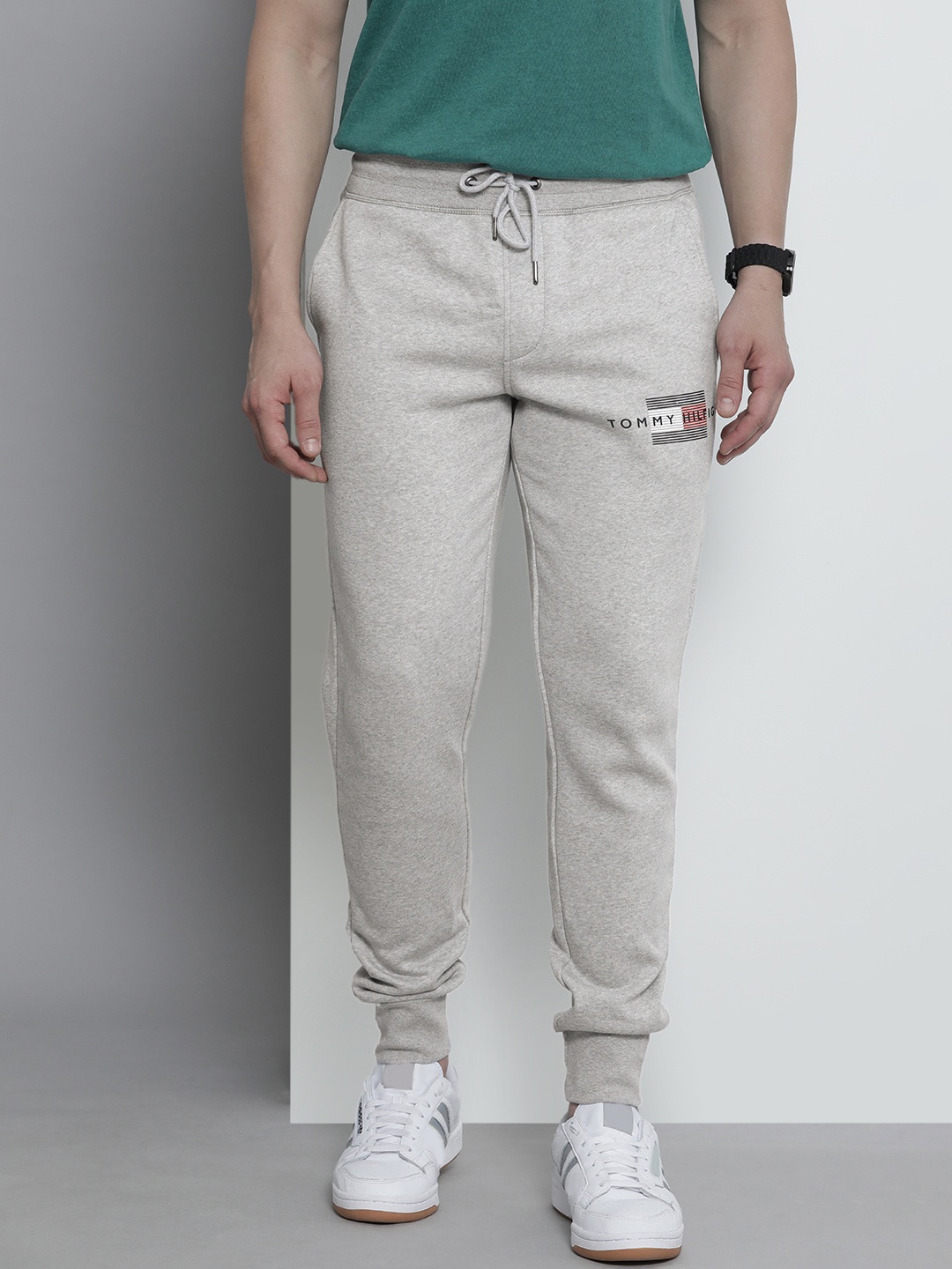 

Tommy Hilfiger Men Grey Brand Logo Printed Regular Joggers