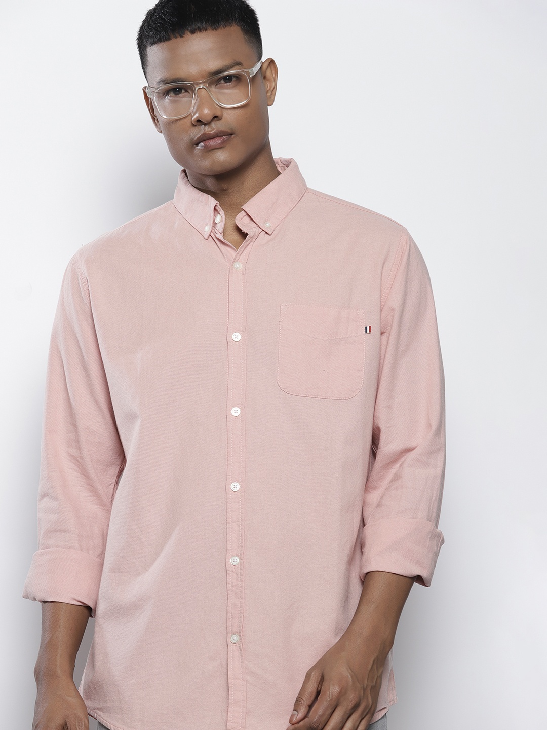 

Tommy Hilfiger Men Solid Pure Cotton Casual Shirt, Pink