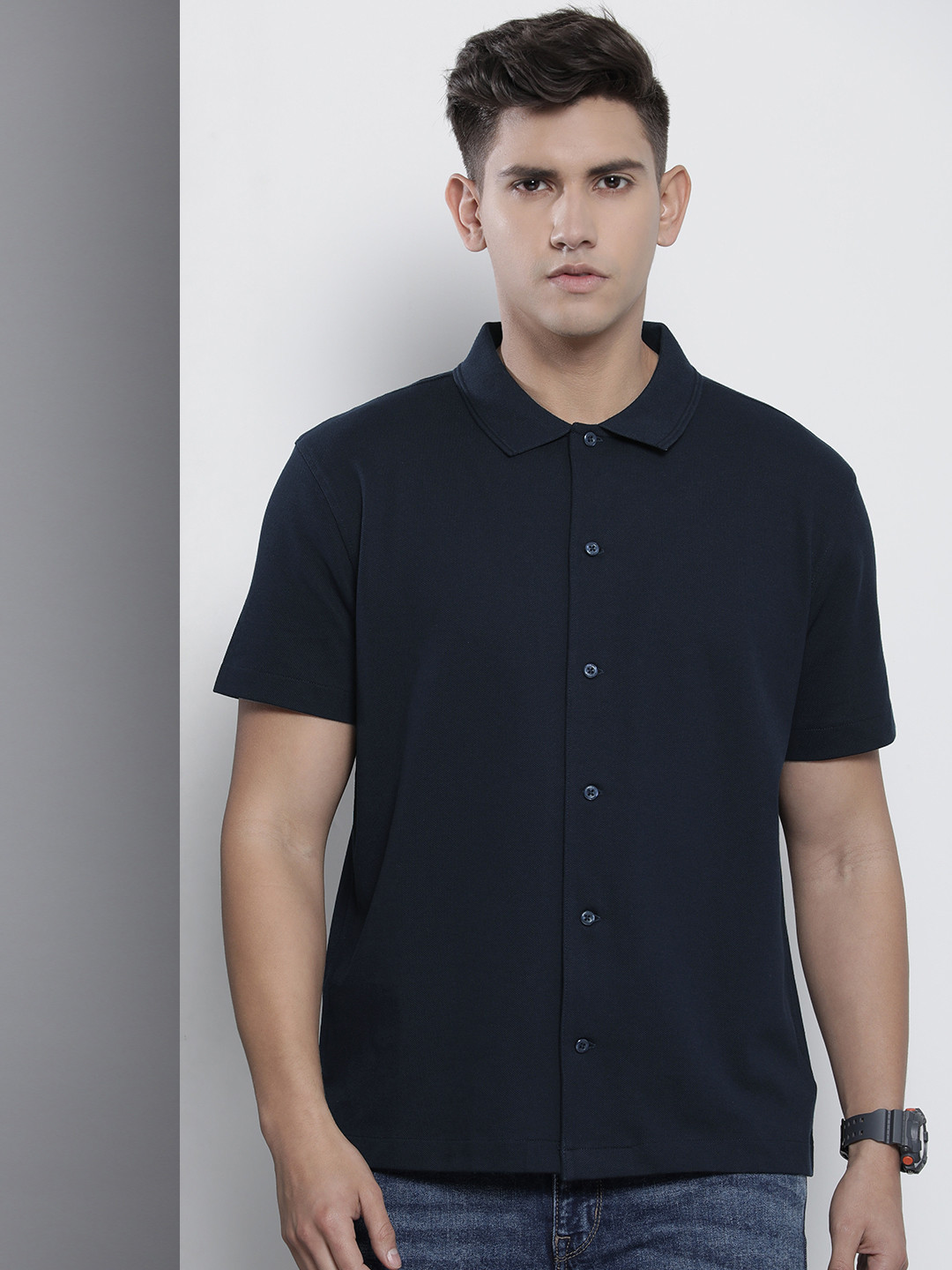 

Tommy Hilfiger Men Knitted Casual Shirt, Navy blue