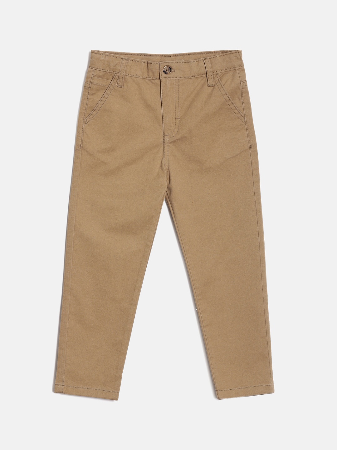 

Aomi Boys Mustard Brown Solid Regular Fit Cotton Twill Chinos