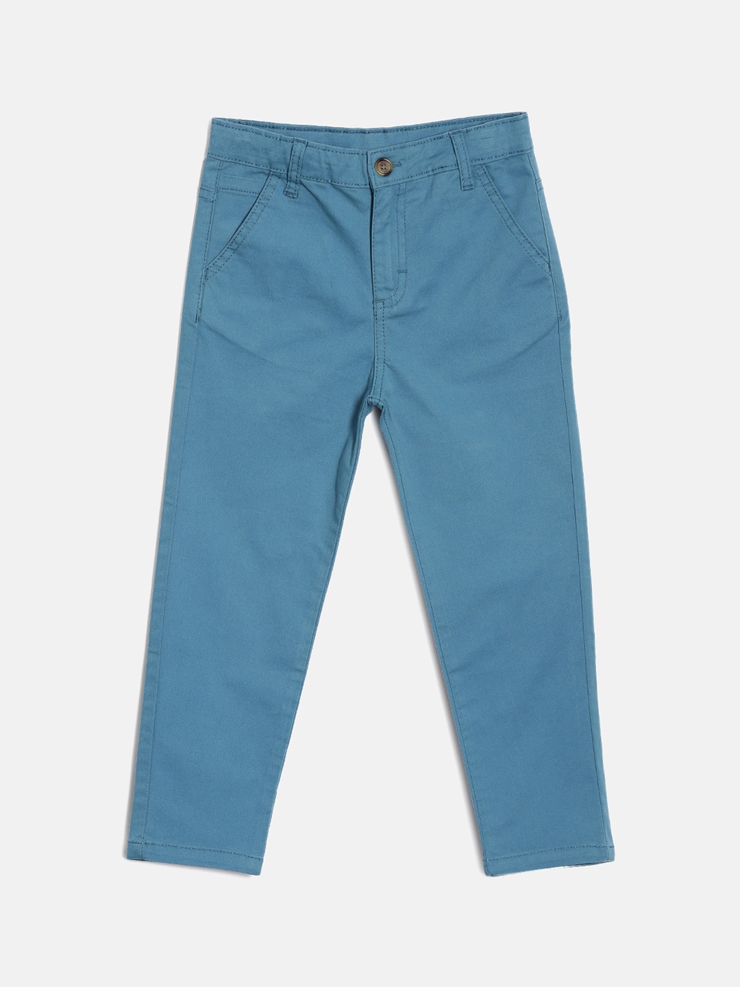 

Aomi Boys Teal Blue Solid Regular Fit Cotton Twill Chinos