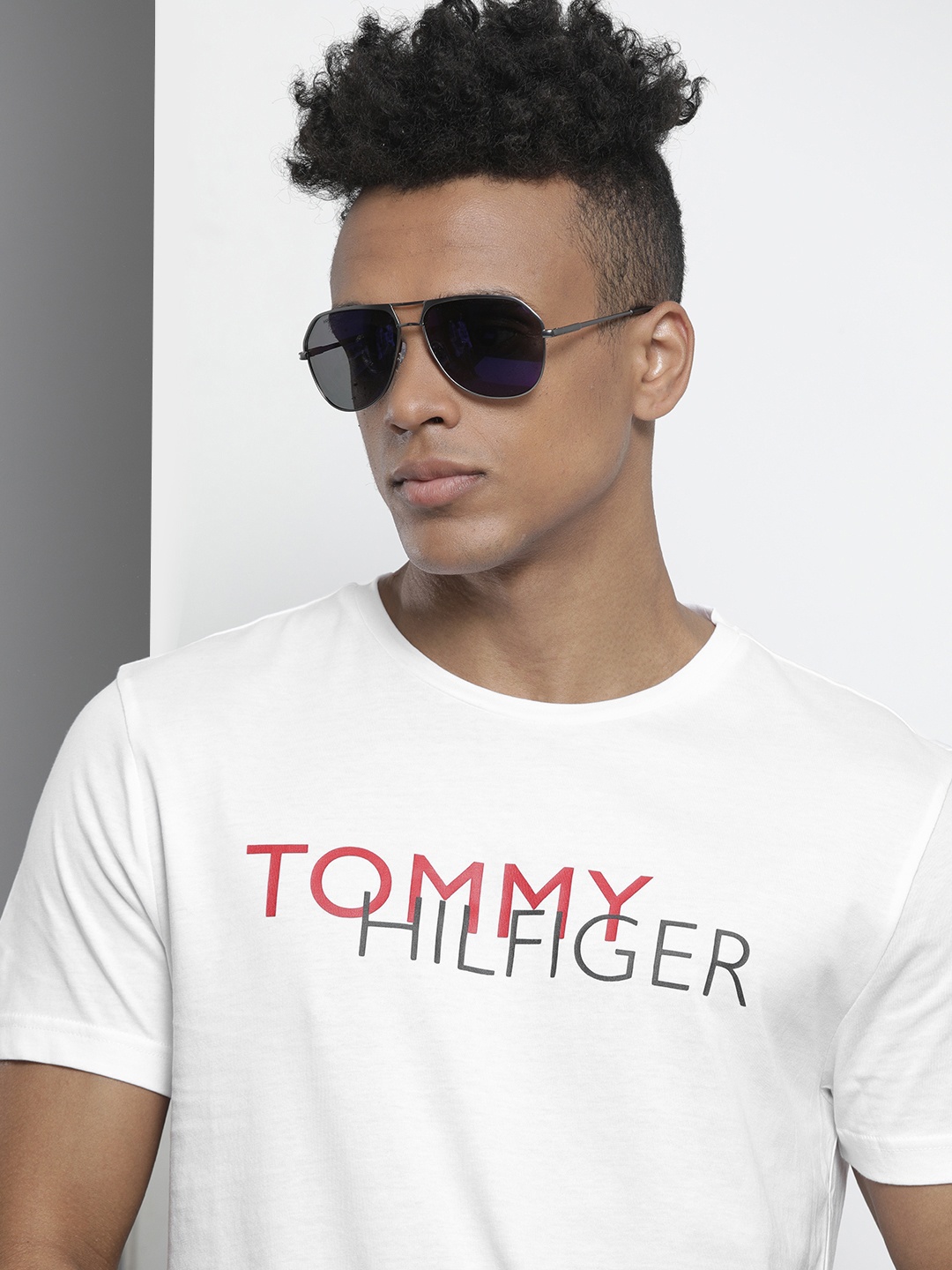 

Tommy Hilfiger Men White Typography Printed Cotton T-shirt