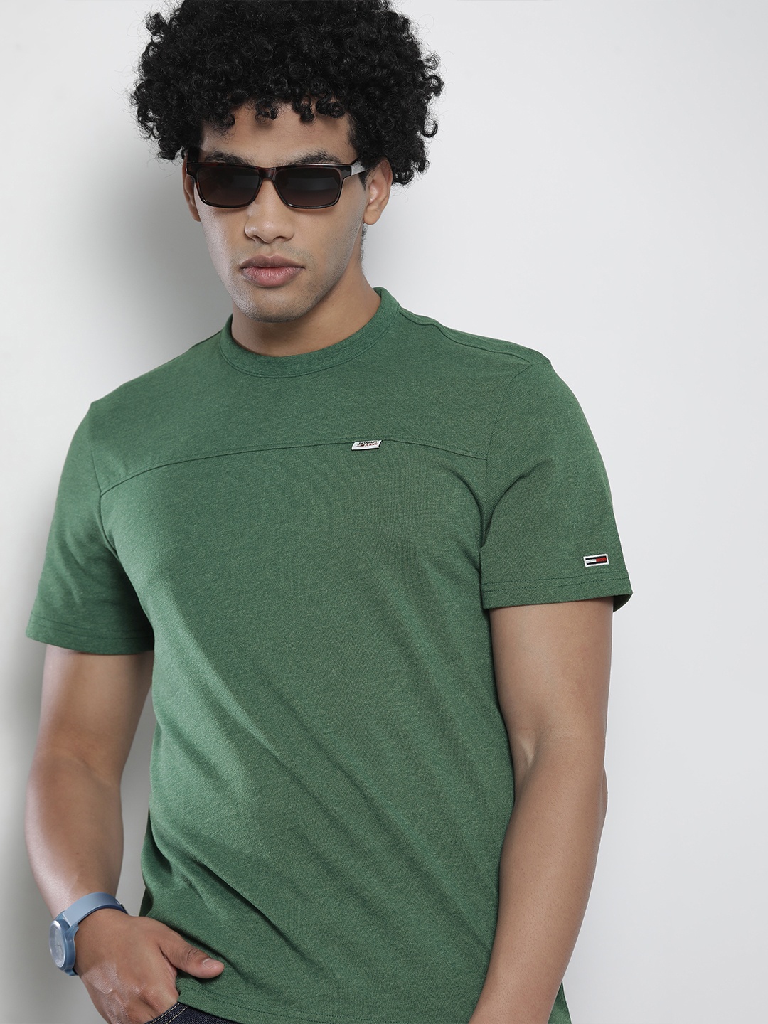 

Tommy Hilfiger Men Green Solid T-shirt