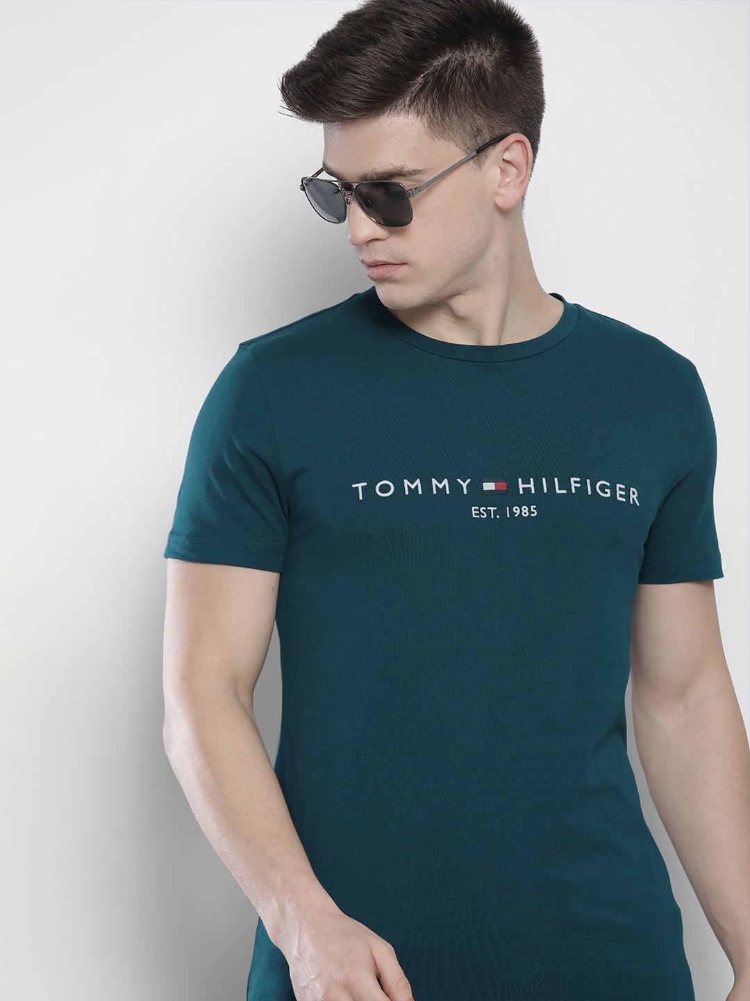 

Tommy Hilfiger Men Blue Typography Printed T-shirt