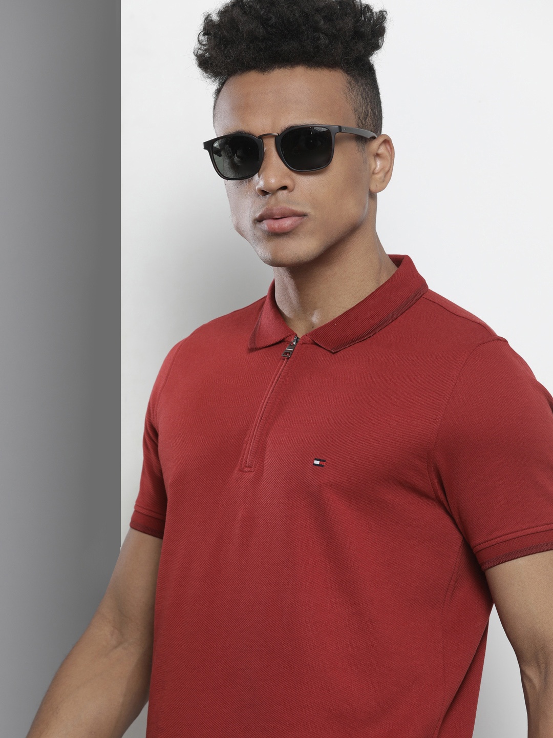 

Tommy Hilfiger Men Red Polo Collar Slim Fit T-shirt