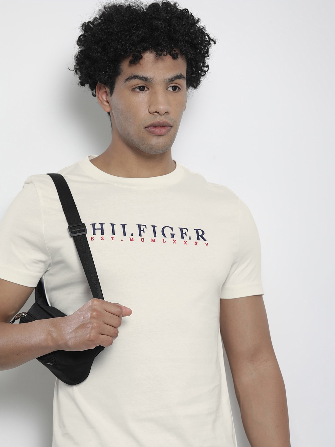 

Tommy Hilfiger Men White Typography Printed Casual T-shirt