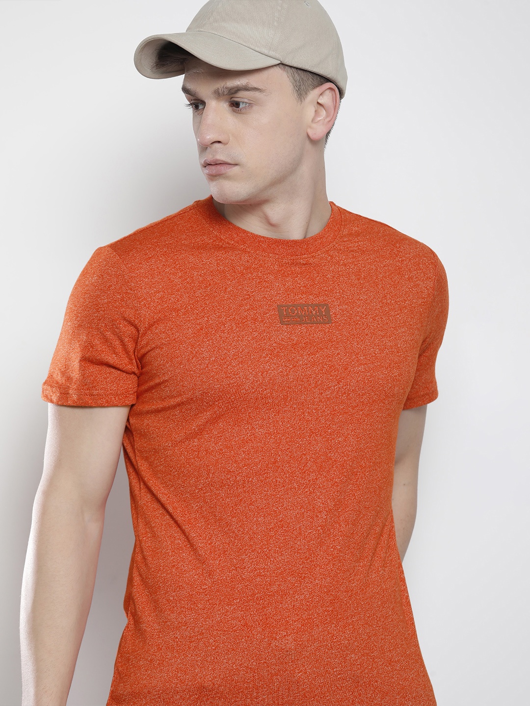 

Tommy Hilfiger Men Orange Printed Detail T-shirt