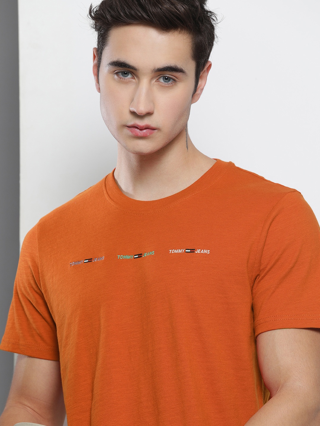 

Tommy Hilfiger Men Orange Typography Printed Casual T-shirt