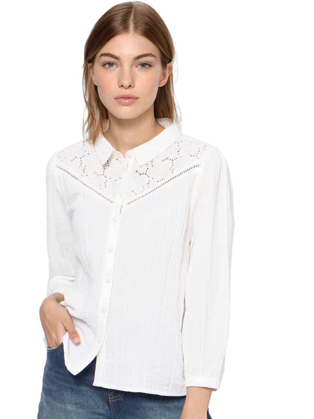 

ONLY Women White Casual Shirt