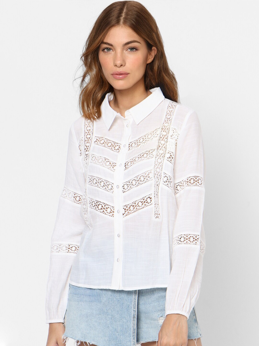 

ONLY Women White Floral Casual Shirt