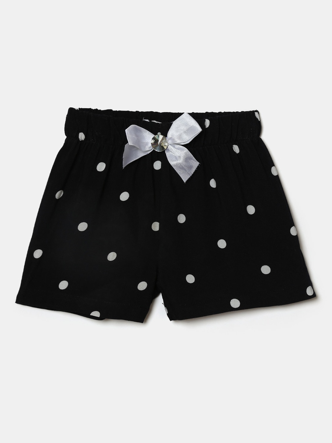 

Hopscotch Girls Black Polka Dot Printed Shorts