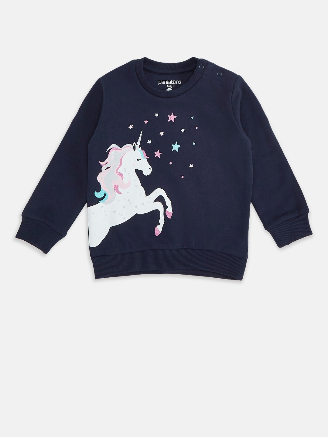 

Pantaloons Baby Girls Navy Blue Printed Sweatshirt