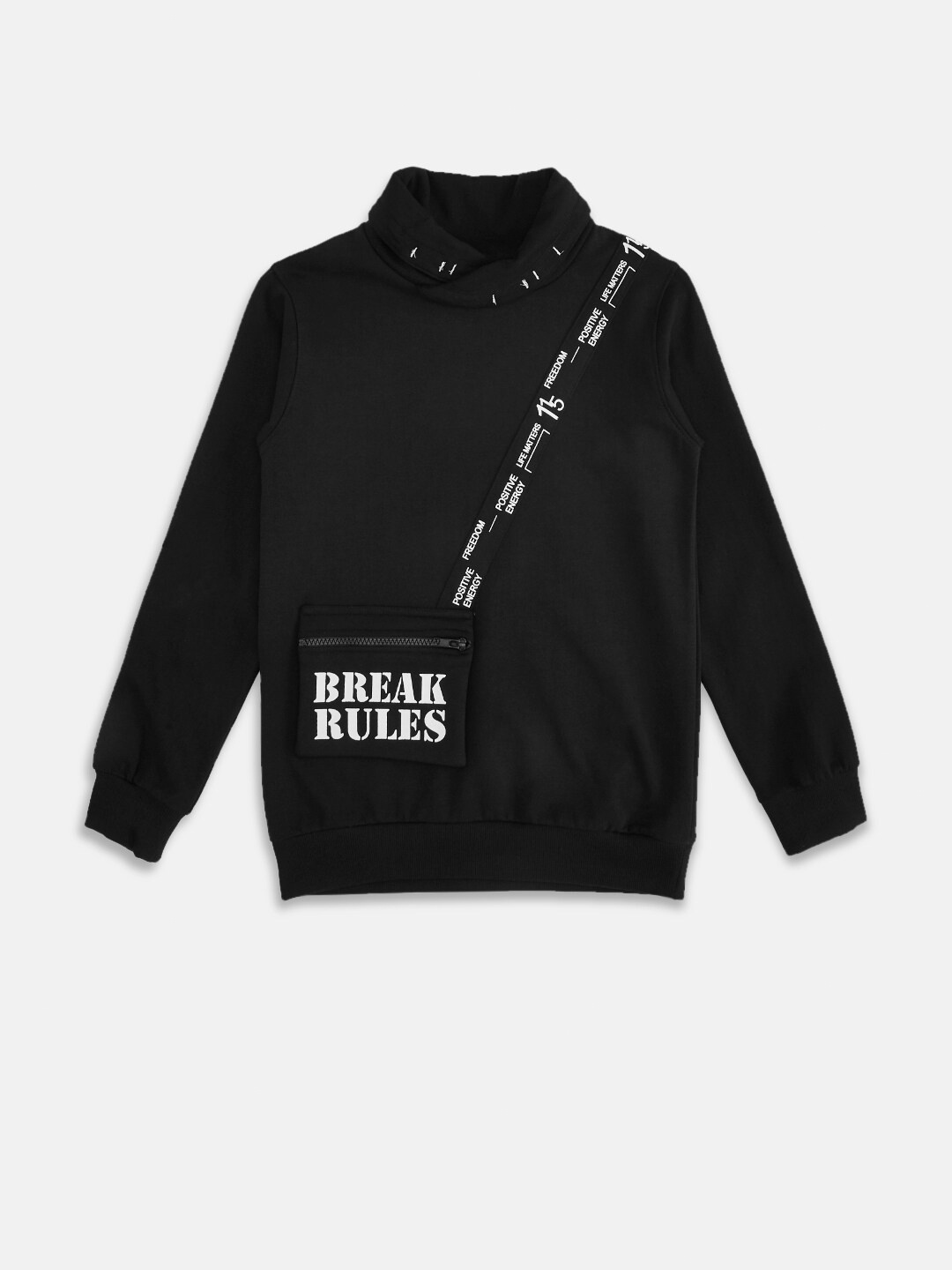 

Pantaloons Junior Boys Black Pure Cotton Sweatshirt