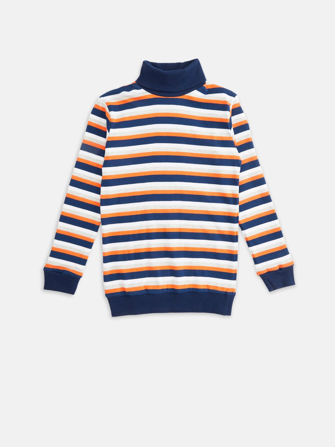 

Pantaloons Junior Boys Orange Striped Cotton Sweatshirt