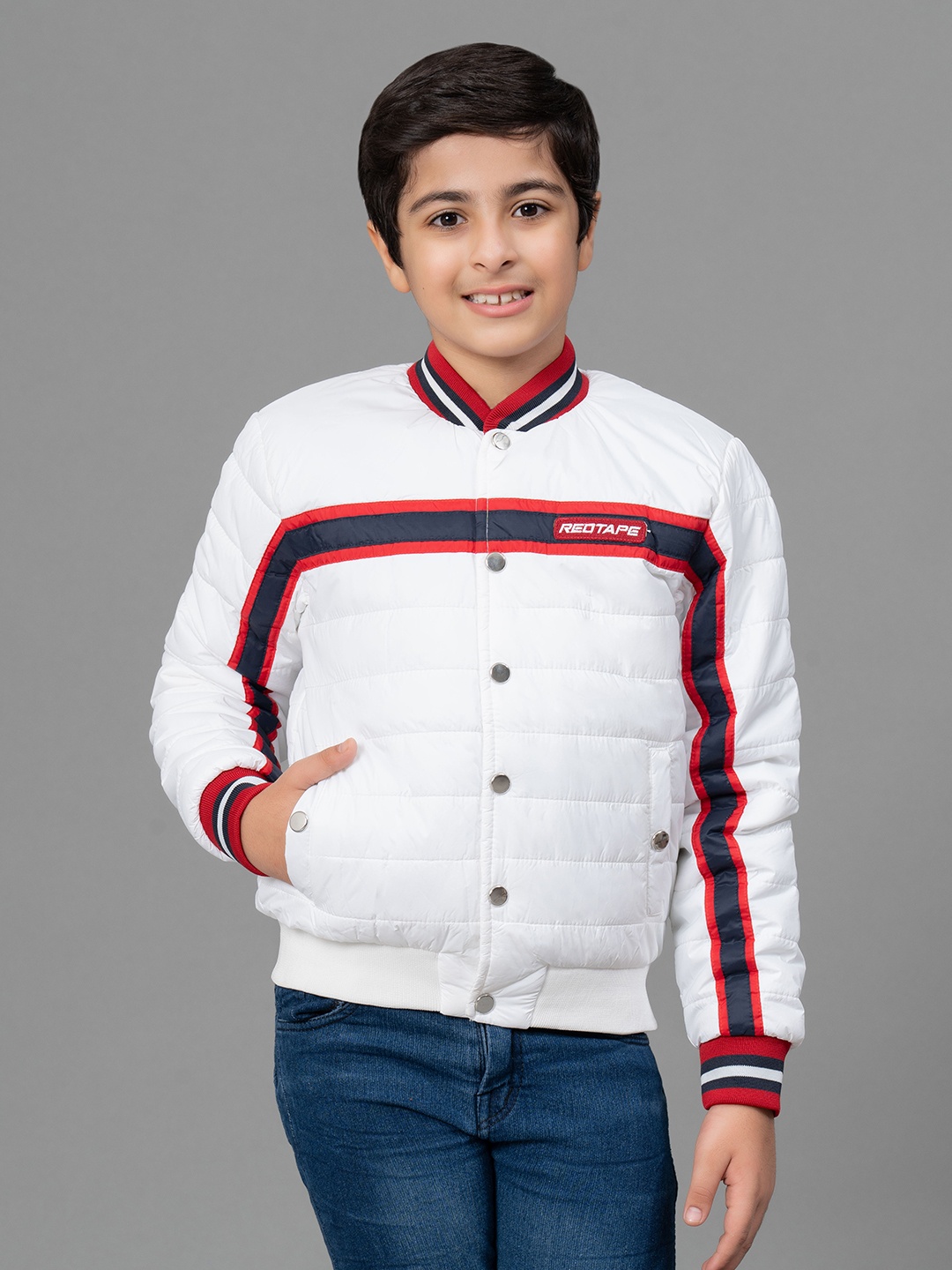 

Red Tape Boys White Geometric Solid Padded Jacket