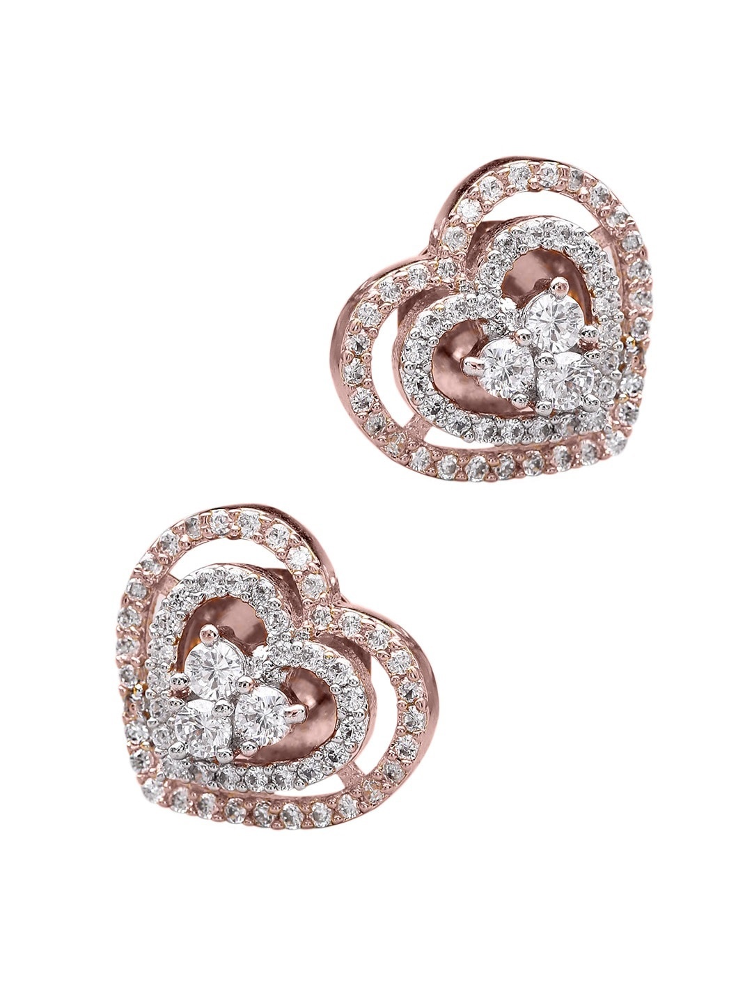 

OOMPH Rose Gold Plated & White Heart Shaped Studs