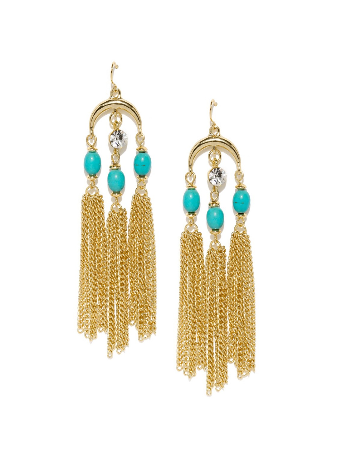 

OOMPH Blue & Gold-Plated Contemporary Alloy Drop Earrings