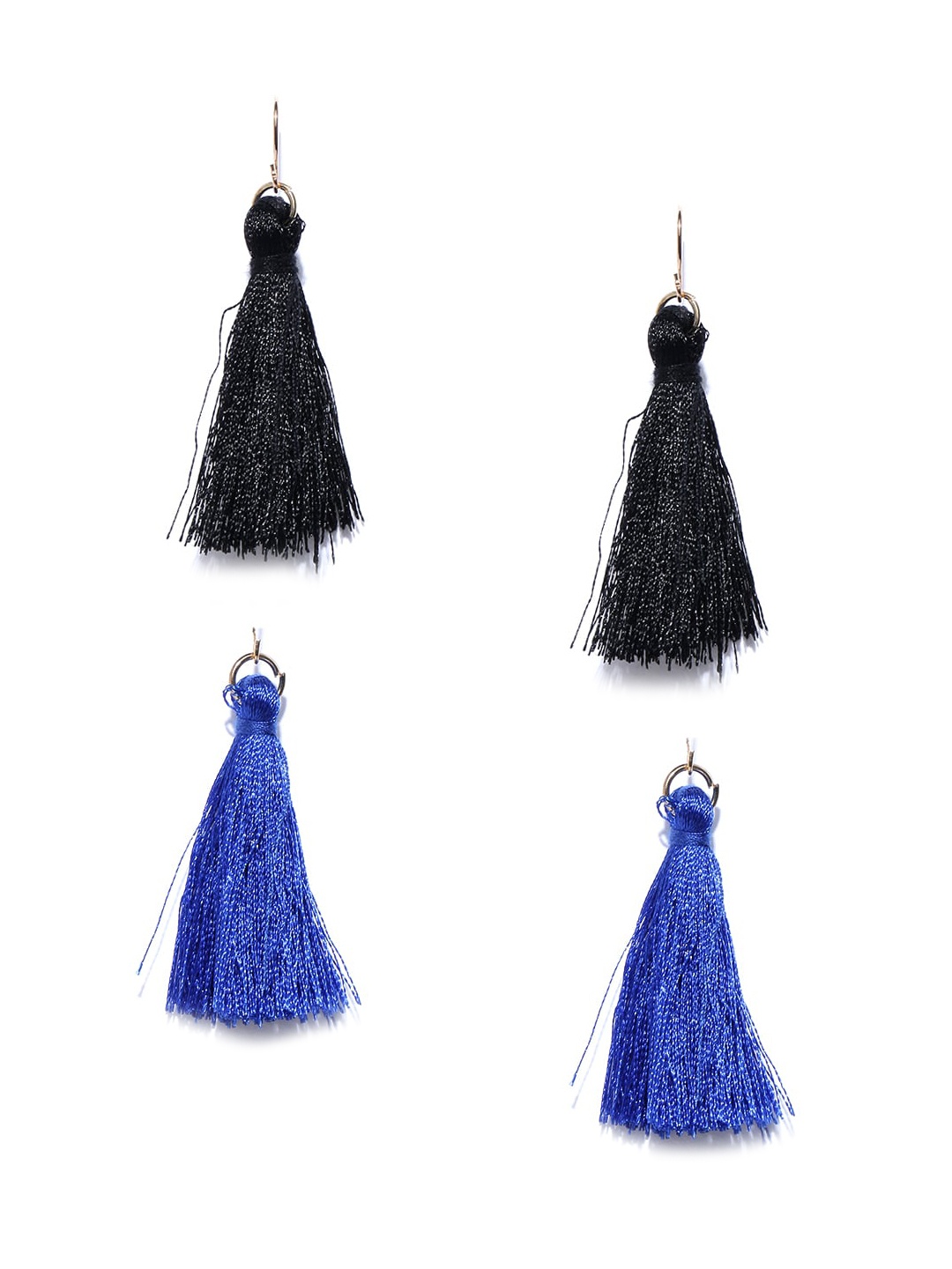 

OOMPH Set Of 2 Black & Blue Contemporary Drop Earrings