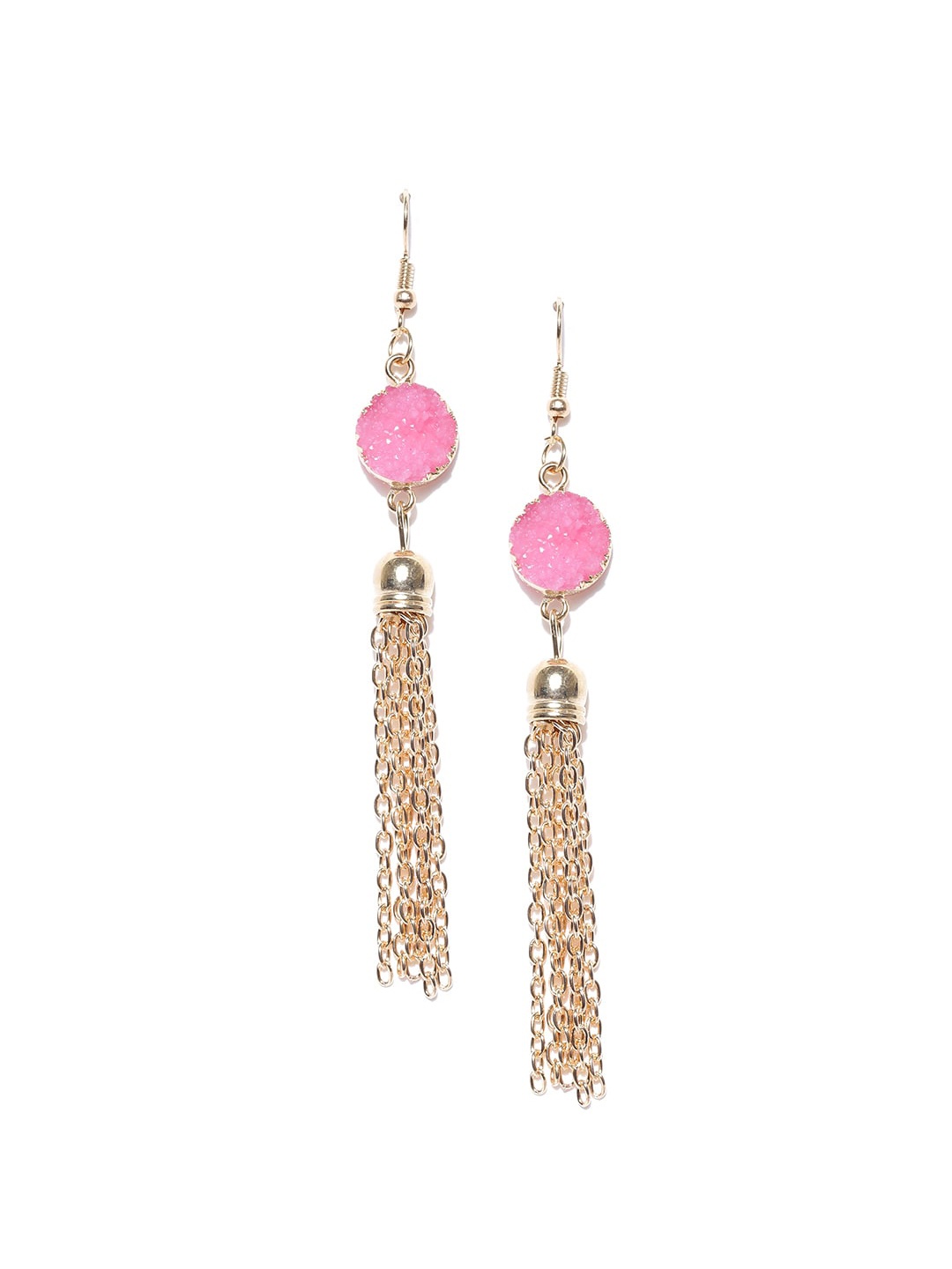 

OOMPH Gold-Toned & Pink Contemporary Drop Earrings