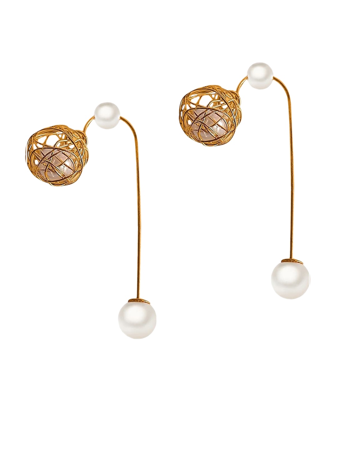

OOMPH Gold-Toned Contemporary Drop Earrings