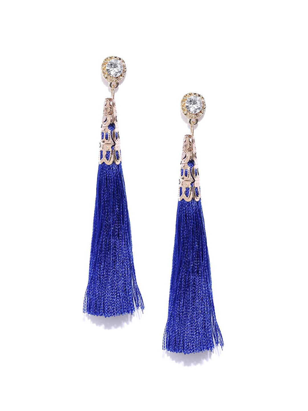 

OOMPH Blue Contemporary Tassel Drop Earrings
