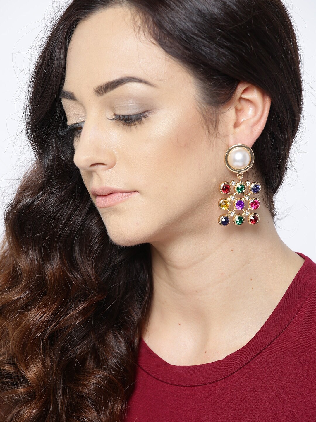 

OOMPH Multicoloured Square Drop Earrings, Multi