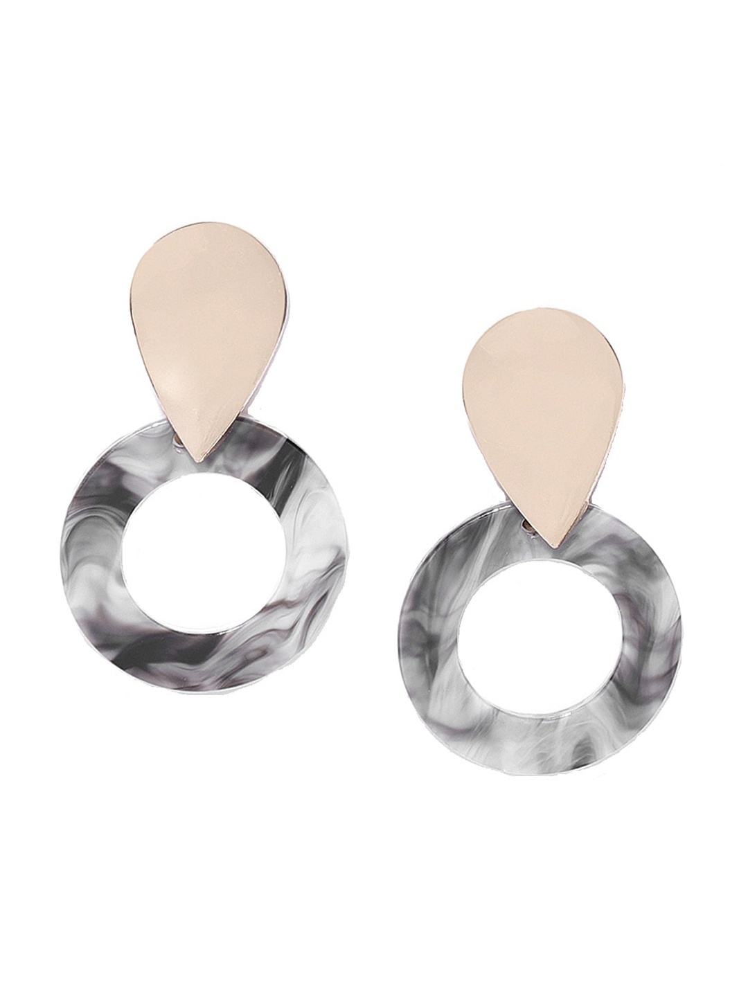 

OOMPH Black & Gold-Toned Geometric Drop Earrings