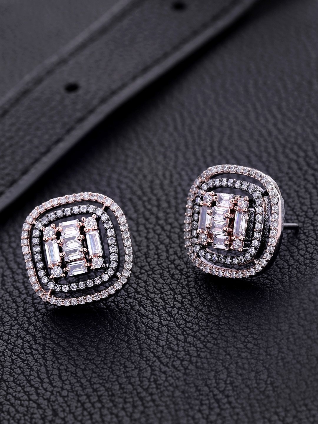 

PRITA BY PRIYAASI White AD Studded Geometric Studs Earrings