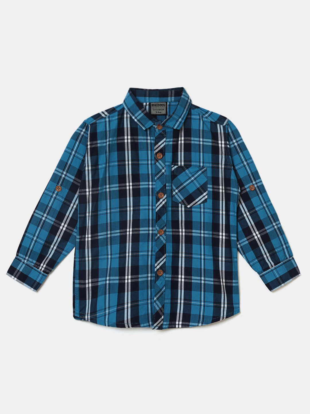 

Hopscotch Boys Blue Smart Tartan Checks Casual Shirt