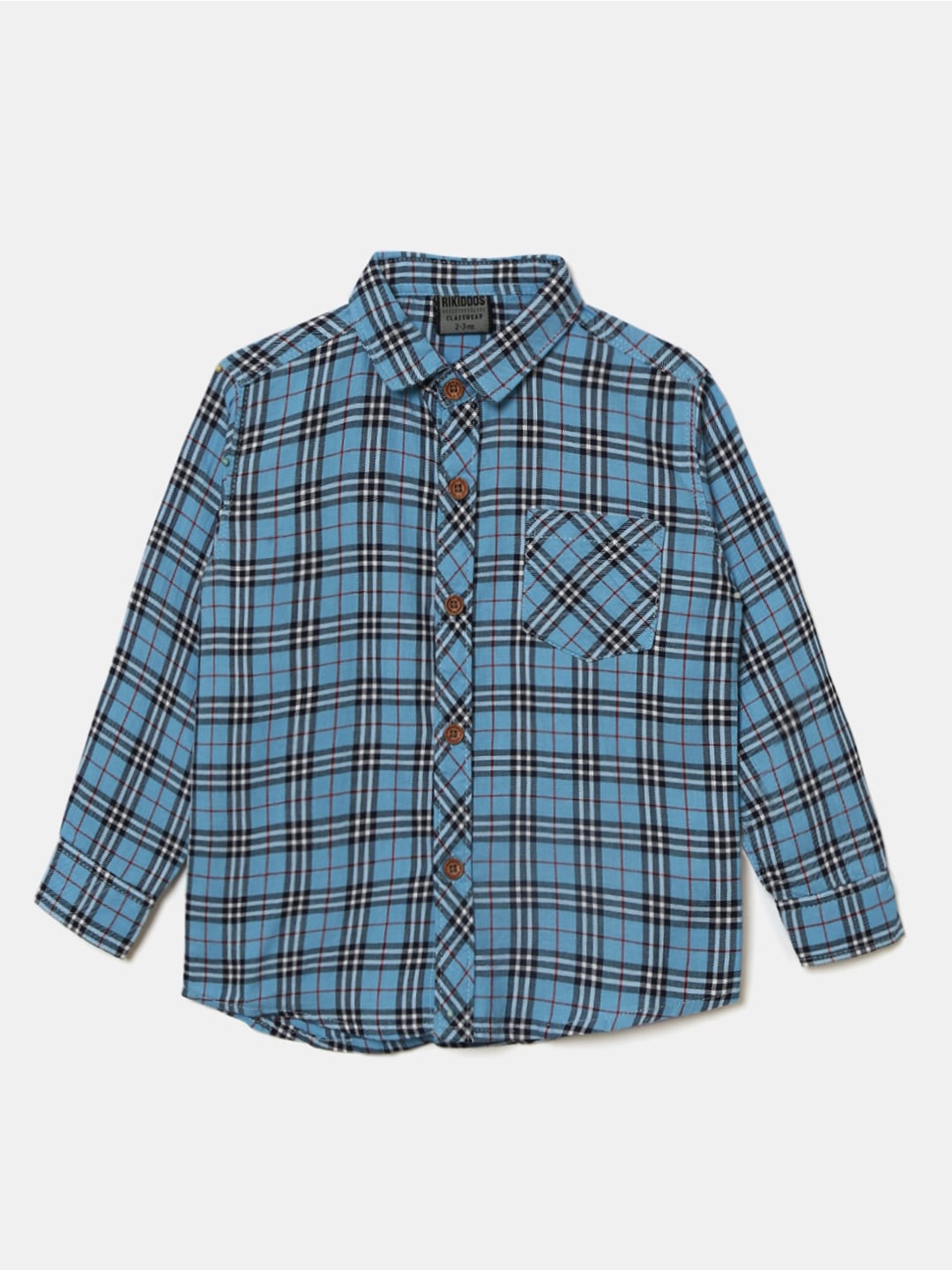 

Hopscotch Boys Blue Smart Regular Fit Checked Casual Shirt