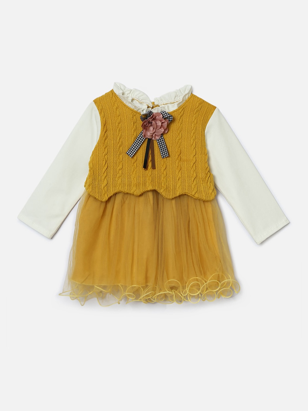 

Hopscotch Mustard Yellow & Off White Layered Top