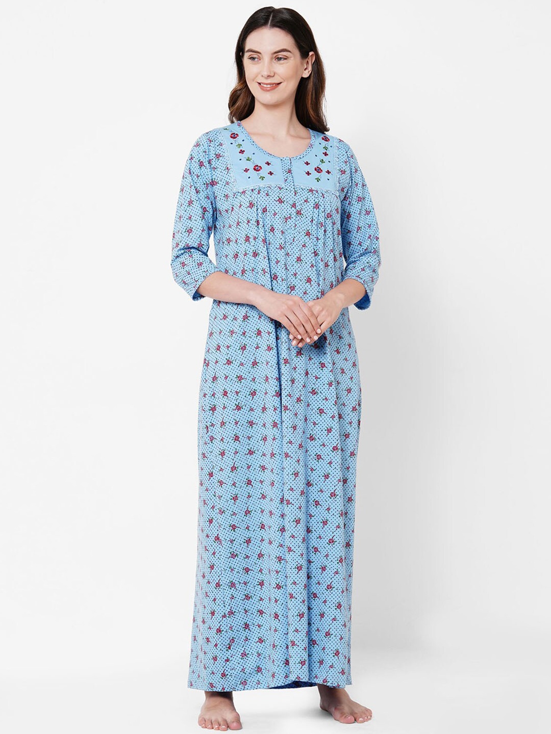 

Sweet Dreams Blue Printed Maxi Nightdress
