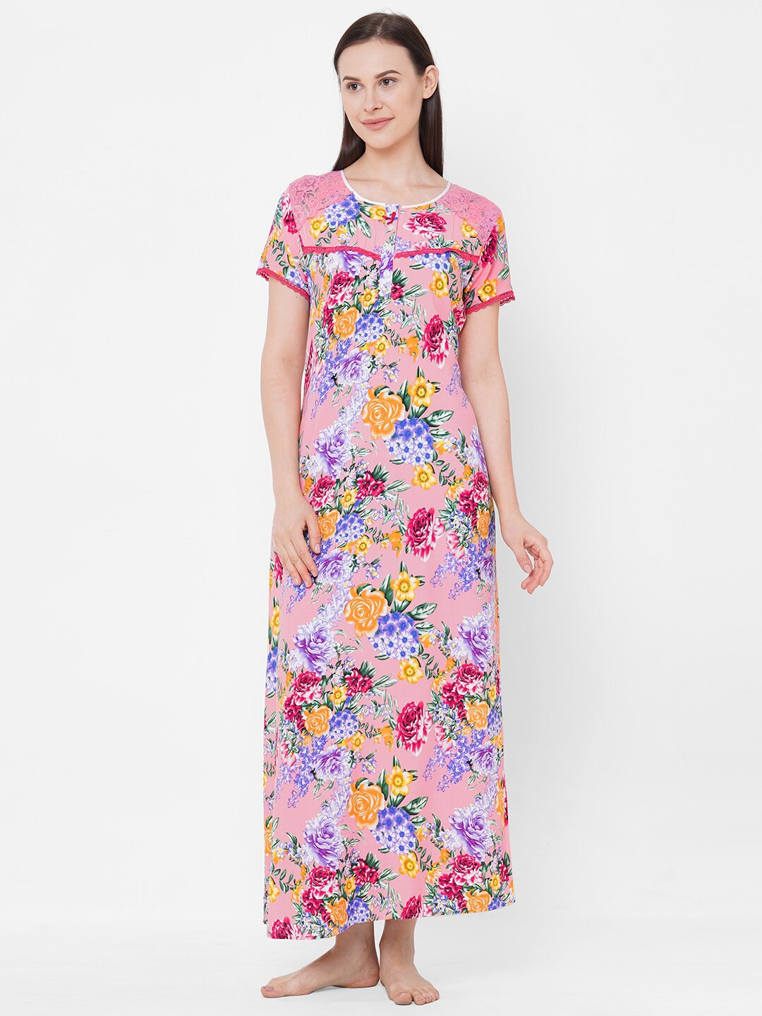 

Sweet Dreams Pink Printed Maxi Nightdress