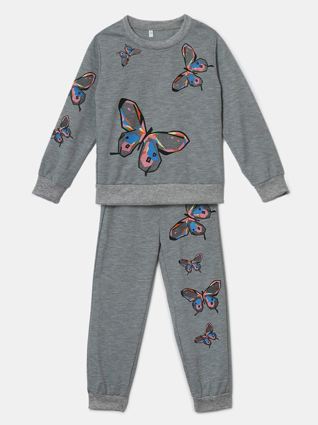 

Hopscotch Girls Grey Printed T-shirt with Trousers