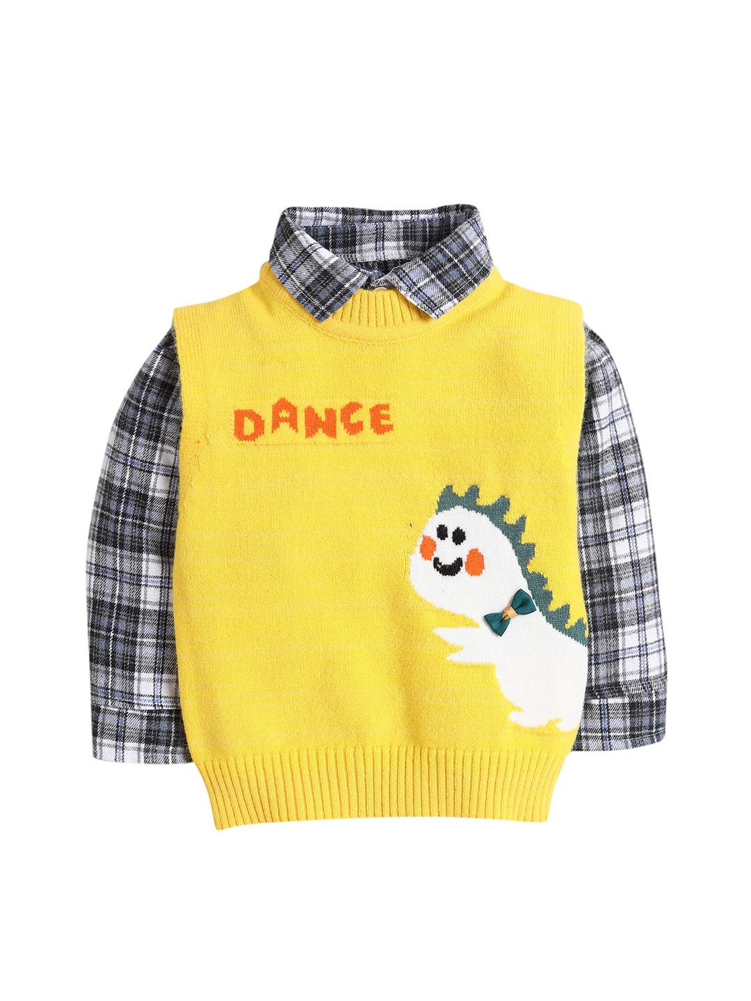 

Hopscotch Boys Yellow Tartan Checks Checked Casual Shirt With Sweater