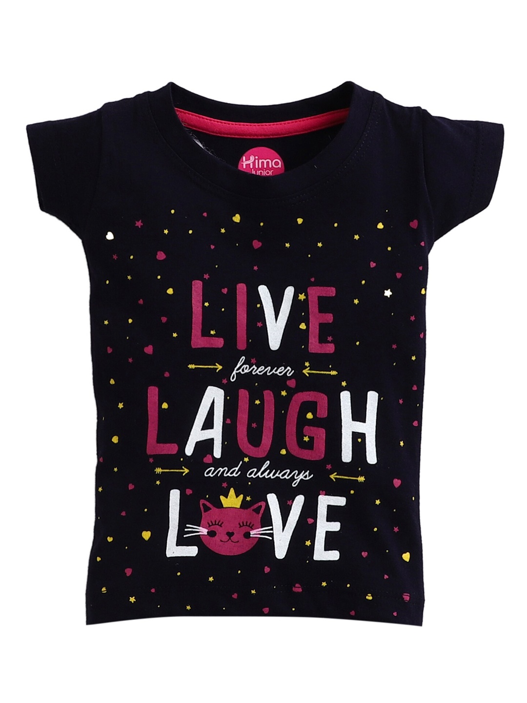 

Hopscotch Girls Black & Pink Organic Cotton Printed T-shirt with Trousers