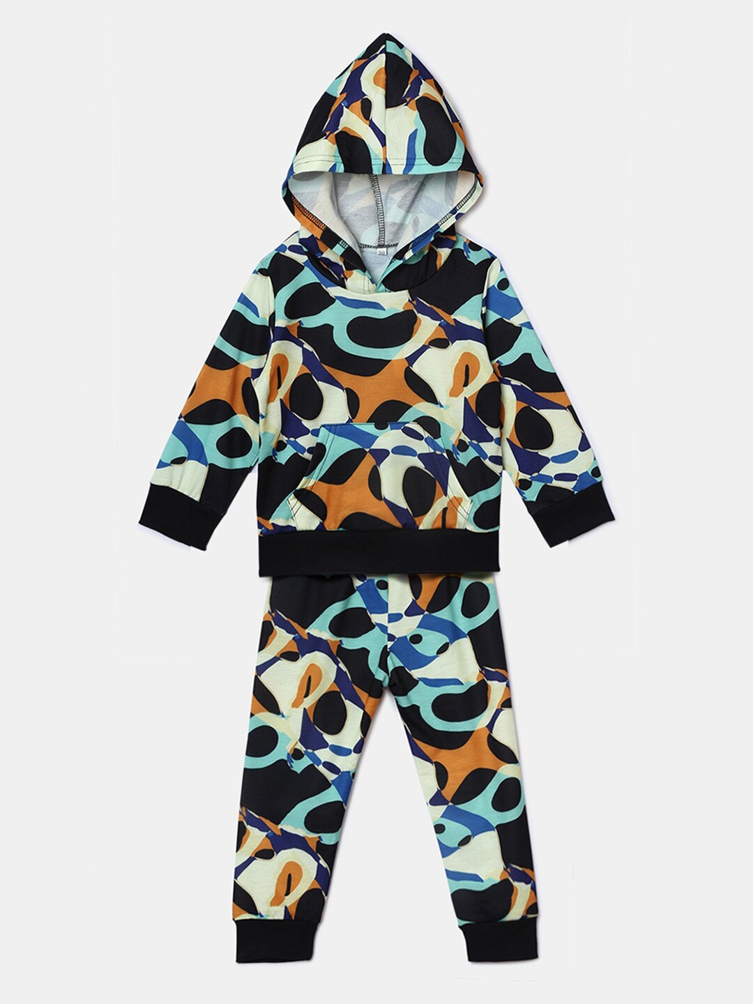 

Hopscotch Unisex Kids Black & Blue Printed T-shirt with Pyjamas